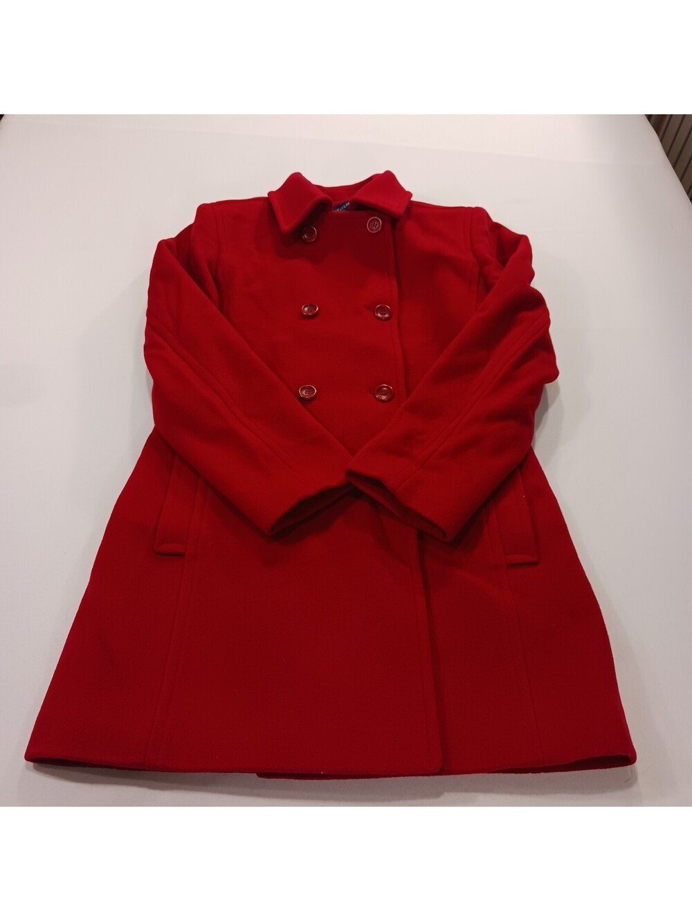 Ann Taylor Petite Women's Red Wool Blend Double Breasted Coat Jacket Size 2P